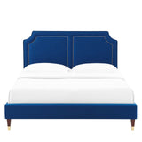 Modway Furniture Novi Performance Velvet Twin Bed 0423 Navy MOD-6793-NAV