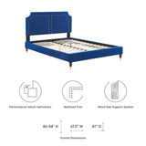 Modway Furniture Novi Performance Velvet Twin Bed 0423 Navy MOD-6793-NAV