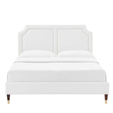 Modway Furniture Novi Performance Velvet Twin Bed 0423 White MOD-6793-WHI