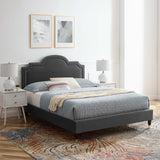 Modway Furniture Aviana Performance Velvet Twin Bed 0423 Charcoal MOD-6794-CHA