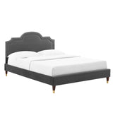 Modway Furniture Aviana Performance Velvet Twin Bed 0423 Charcoal MOD-6794-CHA