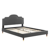 Modway Furniture Aviana Performance Velvet Twin Bed 0423 Charcoal MOD-6794-CHA