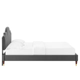 Modway Furniture Aviana Performance Velvet Twin Bed 0423 Charcoal MOD-6794-CHA