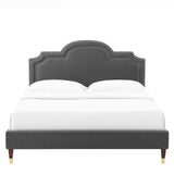 Modway Furniture Aviana Performance Velvet Twin Bed 0423 Charcoal MOD-6794-CHA