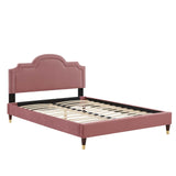 Modway Furniture Aviana Performance Velvet Twin Bed 0423 Dusty Rose MOD-6794-DUS