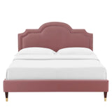 Modway Furniture Aviana Performance Velvet Twin Bed 0423 Dusty Rose MOD-6794-DUS