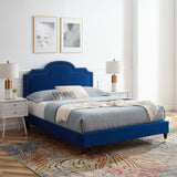 Modway Furniture Aviana Performance Velvet Twin Bed 0423 Navy MOD-6794-NAV