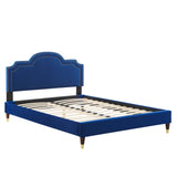 Modway Furniture Aviana Performance Velvet Twin Bed 0423 Navy MOD-6794-NAV