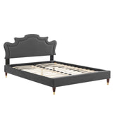 Modway Furniture Neena Performance Velvet Twin Bed 0423 Charcoal MOD-6795-CHA