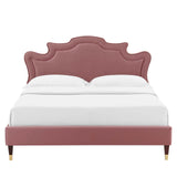 Modway Furniture Neena Performance Velvet Twin Bed 0423 Dusty Rose MOD-6795-DUS