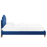 Modway Furniture Neena Performance Velvet Twin Bed 0423 Navy MOD-6795-NAV