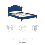 Modway Furniture Neena Performance Velvet Twin Bed 0423 Navy MOD-6795-NAV