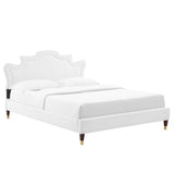 Modway Furniture Neena Performance Velvet Twin Bed 0423 White MOD-6795-WHI