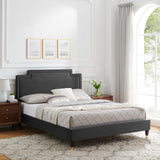 Modway Furniture Liva Performance Velvet Twin Bed 0423 Charcoal MOD-6796-CHA