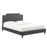 Modway Furniture Liva Performance Velvet Twin Bed 0423 Charcoal MOD-6796-CHA