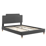 Modway Furniture Liva Performance Velvet Twin Bed 0423 Charcoal MOD-6796-CHA