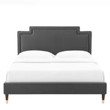 Modway Furniture Liva Performance Velvet Twin Bed 0423 Charcoal MOD-6796-CHA