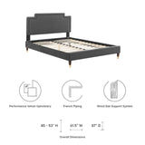 Modway Furniture Liva Performance Velvet Twin Bed 0423 Charcoal MOD-6796-CHA