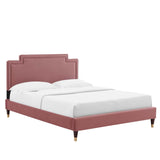 Modway Furniture Liva Performance Velvet Twin Bed 0423 Dusty Rose MOD-6796-DUS