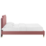 Modway Furniture Liva Performance Velvet Twin Bed 0423 Dusty Rose MOD-6796-DUS