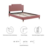 Modway Furniture Liva Performance Velvet Twin Bed 0423 Dusty Rose MOD-6796-DUS