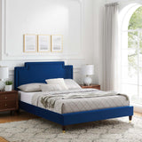 Modway Furniture Liva Performance Velvet Twin Bed 0423 Navy MOD-6796-NAV