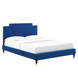 Modway Furniture Liva Performance Velvet Twin Bed 0423 Navy MOD-6796-NAV