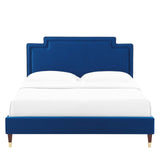 Modway Furniture Liva Performance Velvet Twin Bed 0423 Navy MOD-6796-NAV