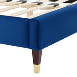 Modway Furniture Liva Performance Velvet Twin Bed 0423 Navy MOD-6796-NAV