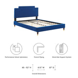 Modway Furniture Liva Performance Velvet Twin Bed 0423 Navy MOD-6796-NAV