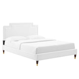 Modway Furniture Liva Performance Velvet Twin Bed 0423 White MOD-6796-WHI