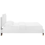 Modway Furniture Liva Performance Velvet Twin Bed 0423 White MOD-6796-WHI