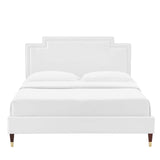 Modway Furniture Liva Performance Velvet Twin Bed 0423 White MOD-6796-WHI