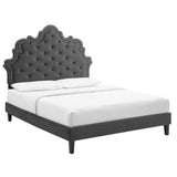 Modway Furniture Sasha Button-Tufted Performance Velvet Twin Bed 0423 Charcoal MOD-6797-CHA