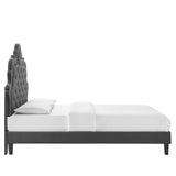 Modway Furniture Sasha Button-Tufted Performance Velvet Twin Bed 0423 Charcoal MOD-6797-CHA