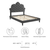 Modway Furniture Sasha Button-Tufted Performance Velvet Twin Bed 0423 Charcoal MOD-6797-CHA