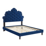 Modway Furniture Sasha Button-Tufted Performance Velvet Twin Bed 0423 Navy MOD-6797-NAV