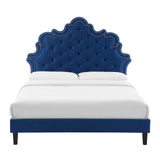 Modway Furniture Sasha Button-Tufted Performance Velvet Twin Bed 0423 Navy MOD-6797-NAV