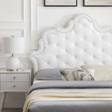 Modway Furniture Sasha Button-Tufted Performance Velvet Twin Bed 0423 White MOD-6797-WHI