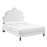 Modway Furniture Sasha Button-Tufted Performance Velvet Twin Bed 0423 White MOD-6797-WHI