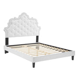 Modway Furniture Sasha Button-Tufted Performance Velvet Twin Bed 0423 White MOD-6797-WHI