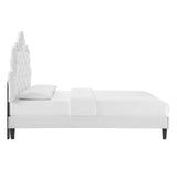 Modway Furniture Sasha Button-Tufted Performance Velvet Twin Bed 0423 White MOD-6797-WHI