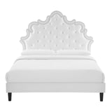 Modway Furniture Sasha Button-Tufted Performance Velvet Twin Bed 0423 White MOD-6797-WHI