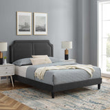 Modway Furniture Novi Performance Velvet Twin Bed 0423 Charcoal MOD-6798-CHA