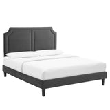 Modway Furniture Novi Performance Velvet Twin Bed 0423 Charcoal MOD-6798-CHA