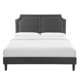 Modway Furniture Novi Performance Velvet Twin Bed 0423 Charcoal MOD-6798-CHA