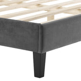 Modway Furniture Novi Performance Velvet Twin Bed 0423 Charcoal MOD-6798-CHA