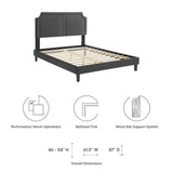 Modway Furniture Novi Performance Velvet Twin Bed 0423 Charcoal MOD-6798-CHA