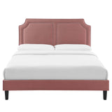 Modway Furniture Novi Performance Velvet Twin Bed 0423 Dusty Rose MOD-6798-DUS