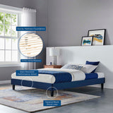 Modway Furniture Novi Performance Velvet Twin Bed 0423 Navy MOD-6798-NAV